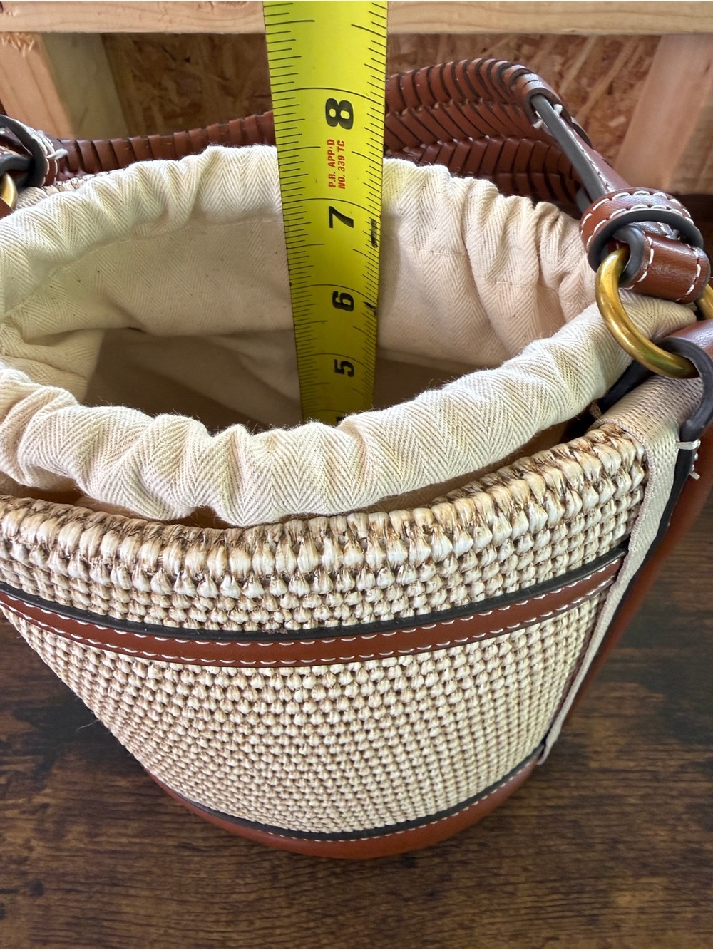 House of Harlow 1960 Bucket Shoulder Bag in Cream with Brown Vegan Leather - Picture 8 of 12